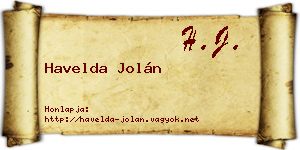 Havelda Jolán névjegykártya